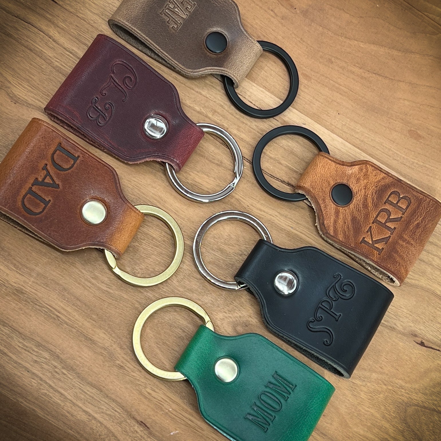 Short Keychain Small Square Keychain in Horween Leather | Made to order | Houston, TX ...