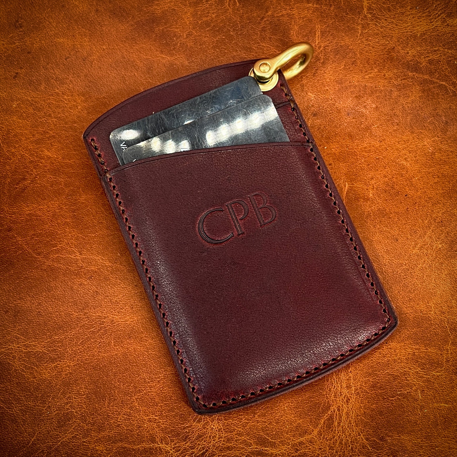 Patent Leather Wallet Card Case Wallet Pen Holder in Orange