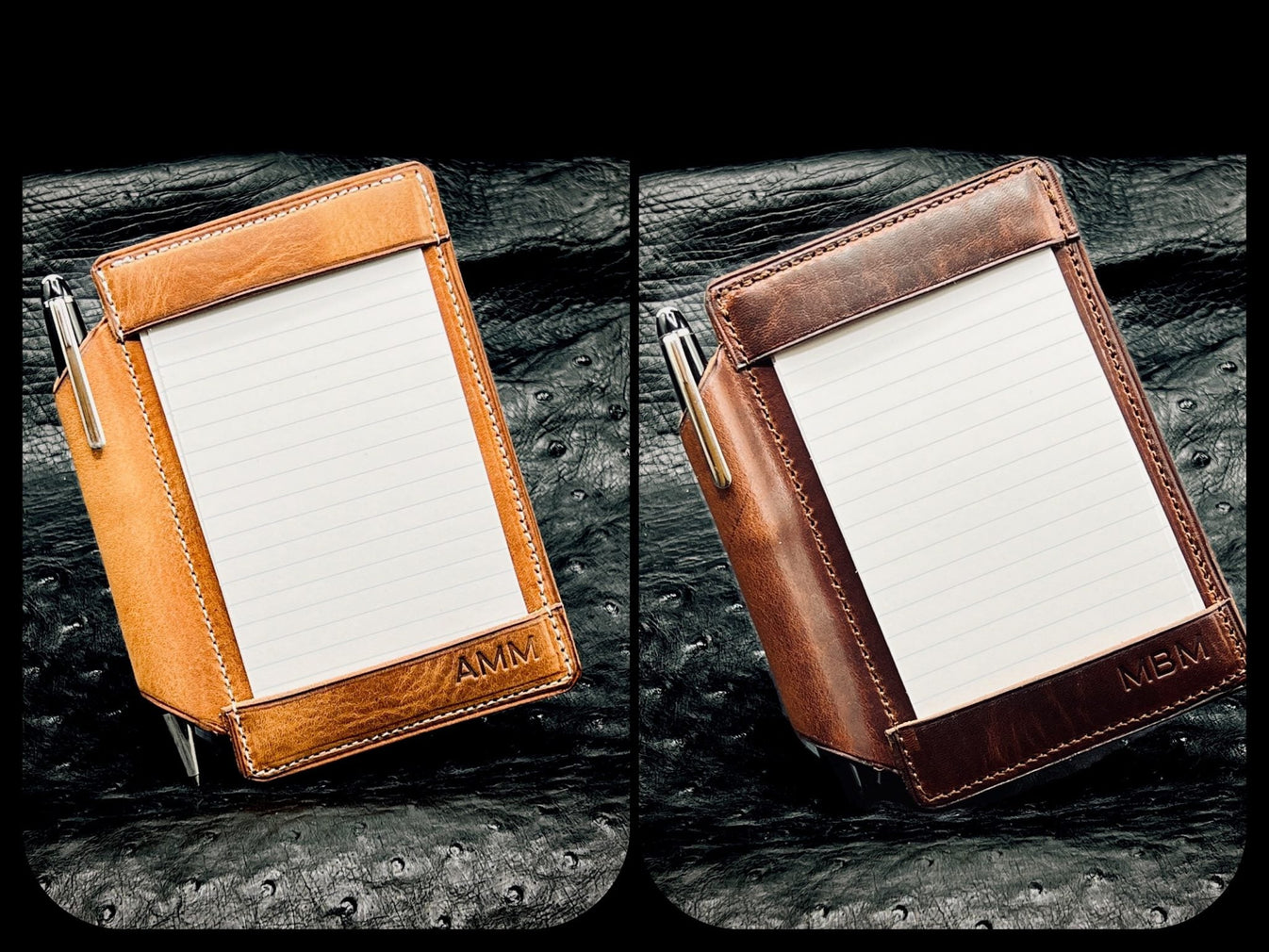 Personalized Pocket Jotter Index Card Notepad in Horween Leather