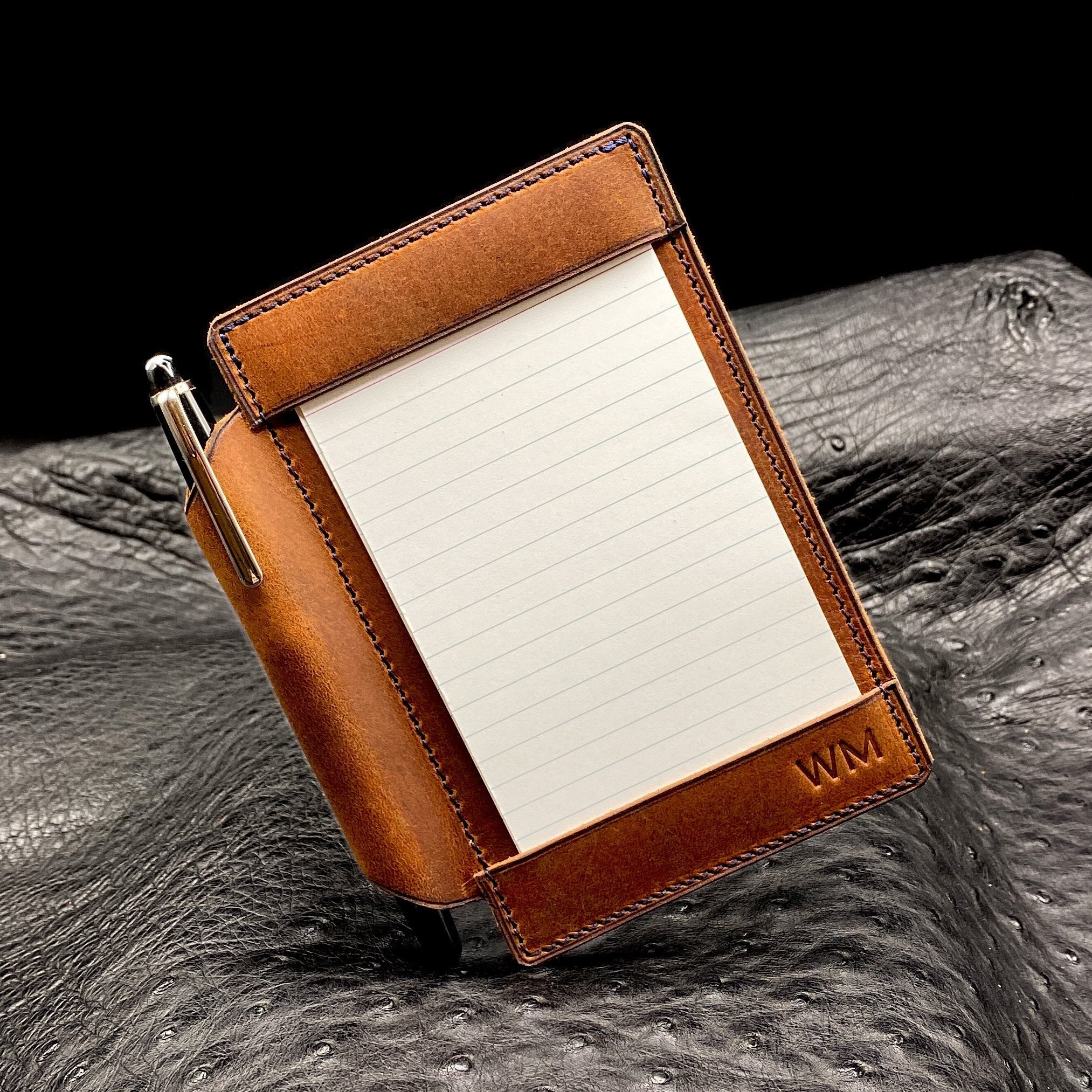 Personalized Pocket Jotter Index Card Notepad in Horween Leather