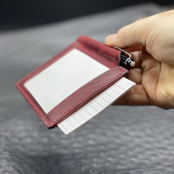 Personalized Pocket Jotter Index Card Notepad in Horween Leather