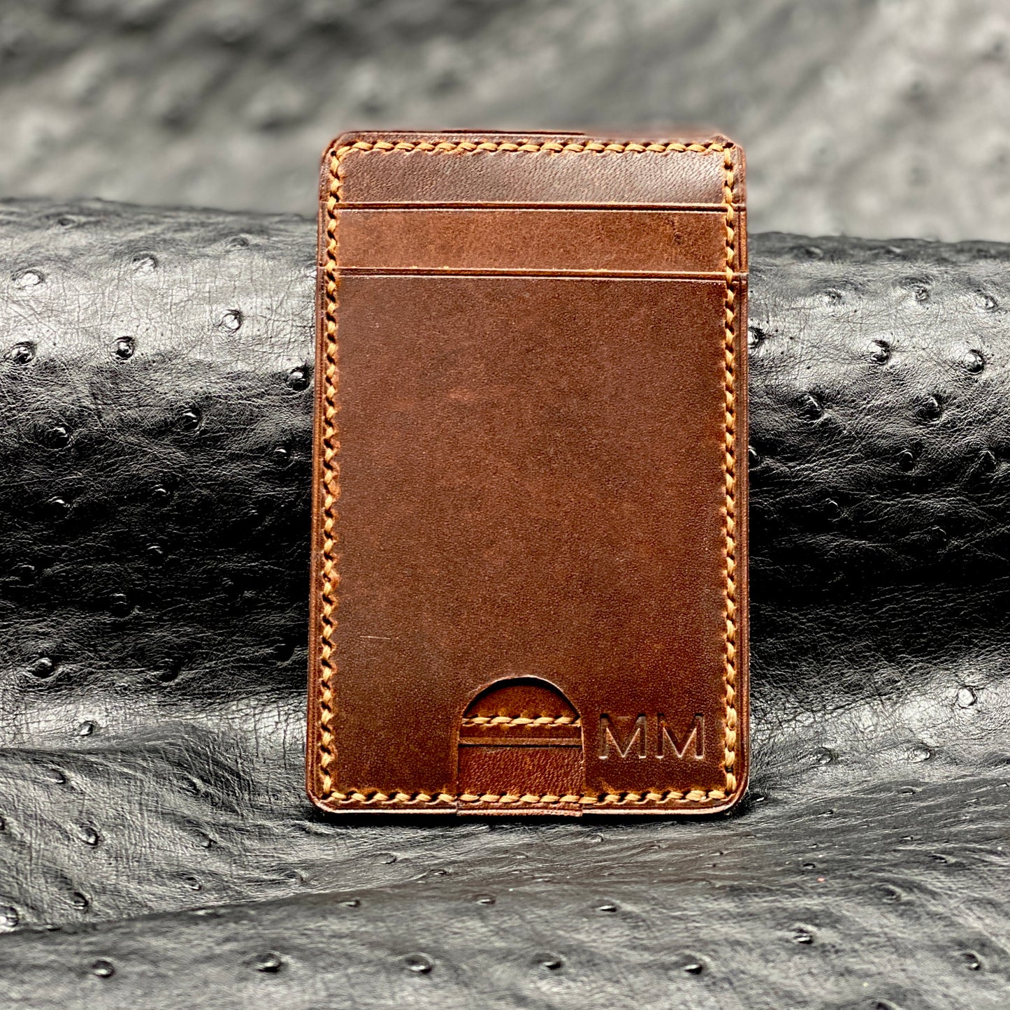 Custom Minimalist 5 Pocket MiniMax V2 wallet in Horween Leather | made in Houston | Custom Leather and Pen