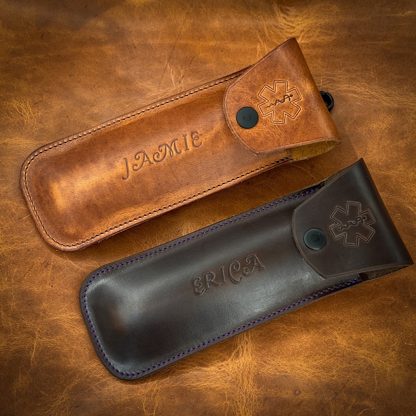 EpiPen Carrying Cases in Horween Leather | Handmade in Houston, TX by Custom Leather and Pen