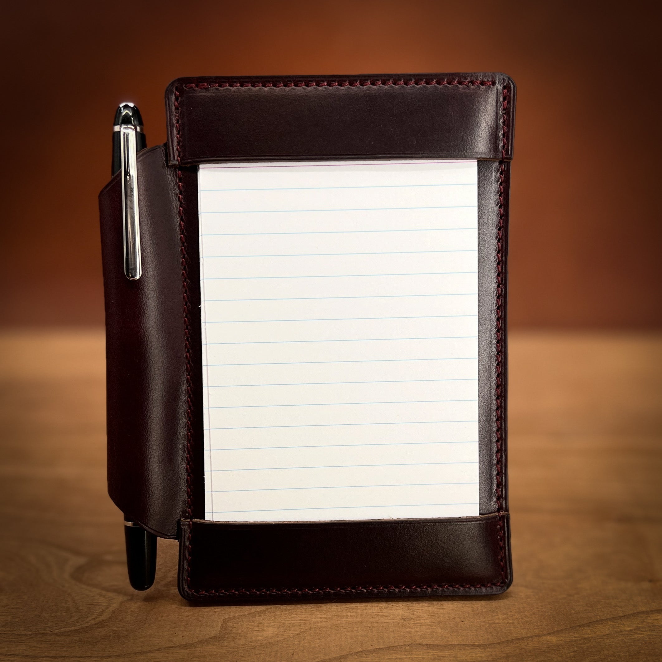 Personalized Pocket Jotter Index Card Notepad in Horween Leather