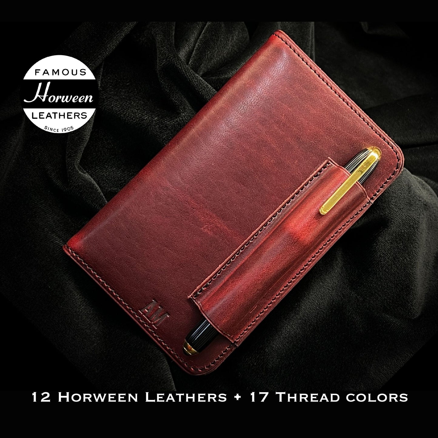 Compact Field Notes Cover in London Red Horween Leather | Handmade by Custom Leather and Pen