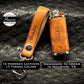 Handmade custom bic lighter case in horween leather with matching keychain, cigarette lighter in English Tan, handmade lighter cover