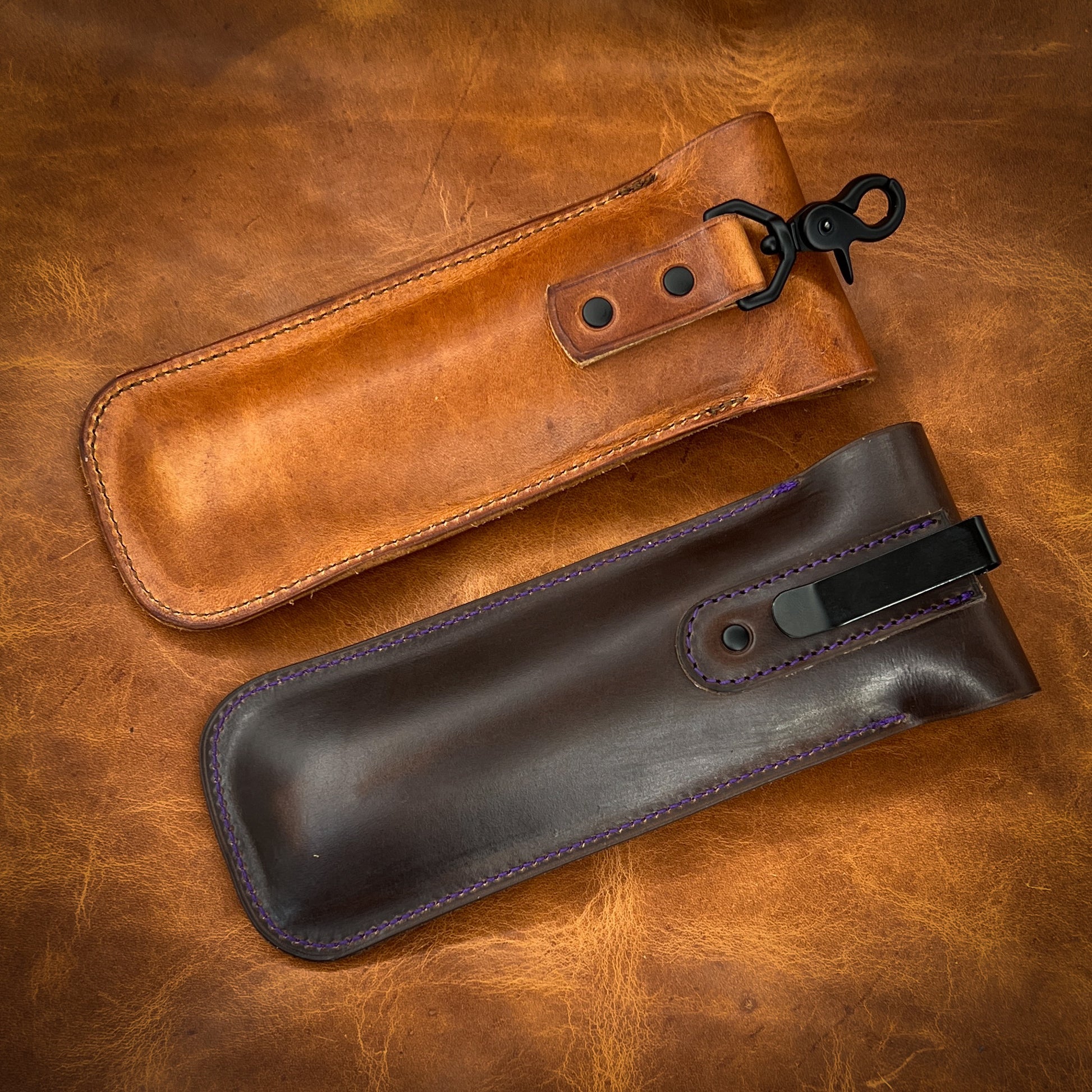 Belt Clip and Swivel Clip EpiPen Carrying Cases in Horween Leather | Handmade in Houston, TX by Custom Leather and Pen