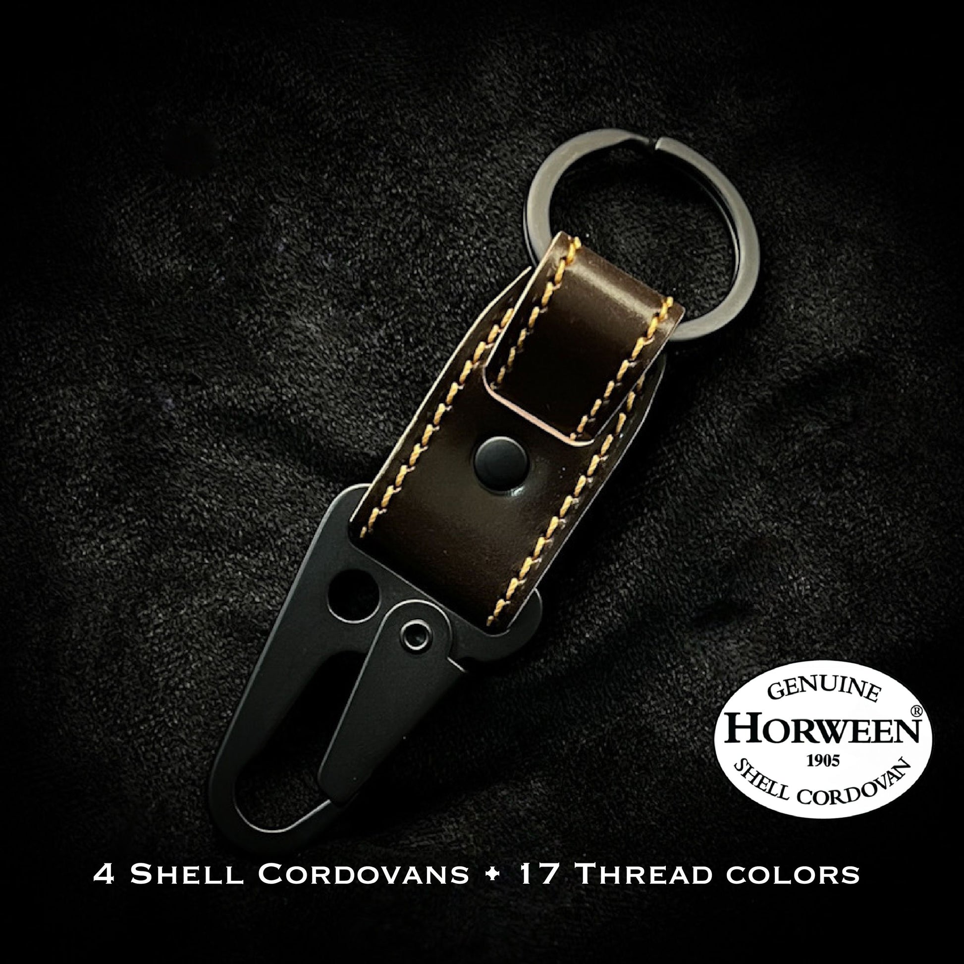 Handmade Dark Cognac Shell Cordovan EDC Mini Tactical Keychains | Custom Small Horween Leather Keychains | Custom Leather And Pen made in Houston, TX