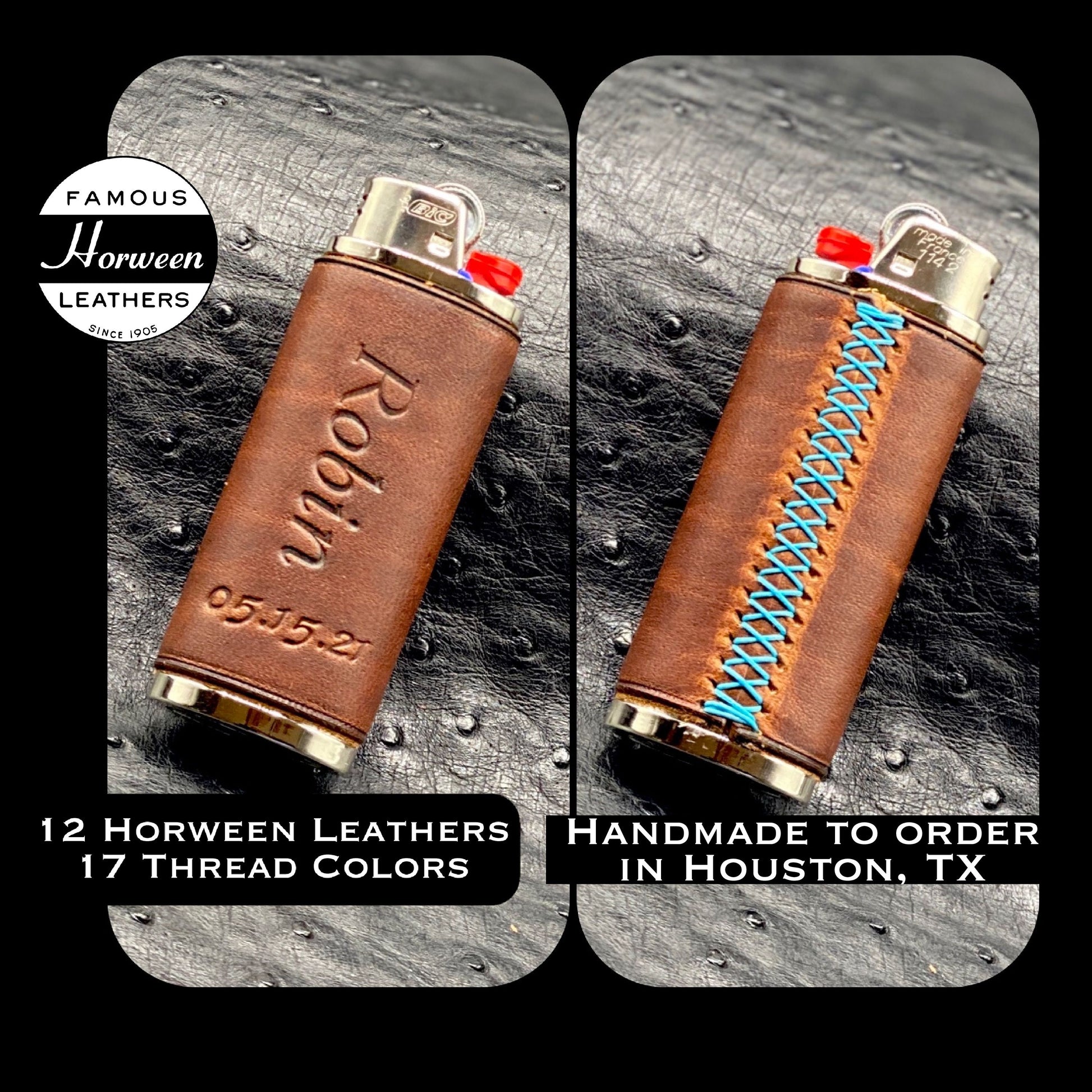 Leather Lighter Case - Handstitched Leather Sleeve for Bic