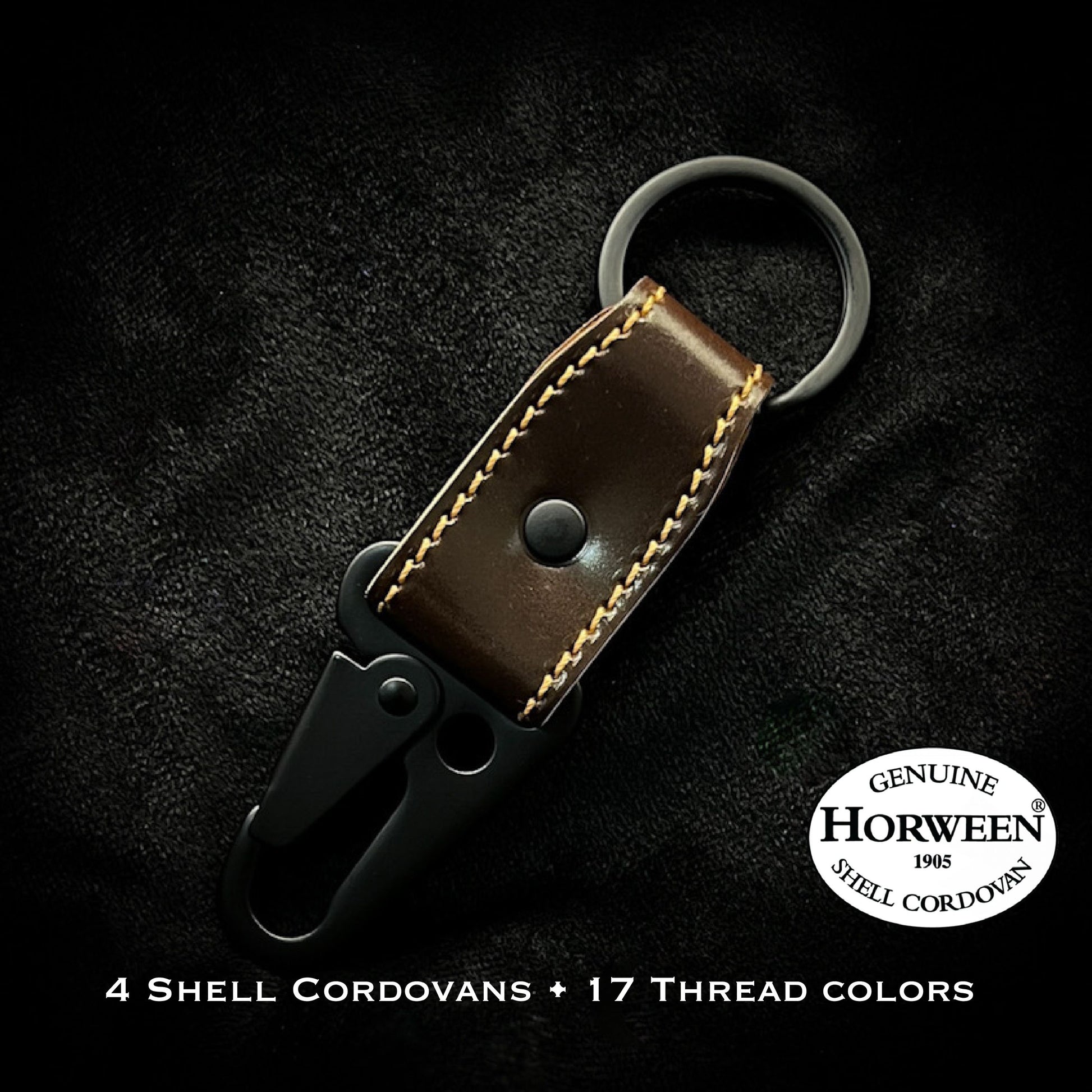 Handmade Dark Cognac Shell Cordovan EDC Mini Tactical Keychains | Custom Small Horween Leather Keychains | Custom Leather And Pen made in Houston, TX