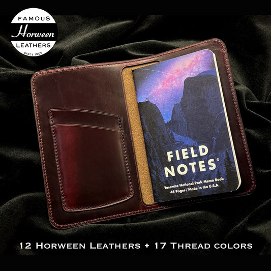 Compact Field Notes Cover in Color 8 CXL Horween Leather | Handmade by Custom Leather and Pen