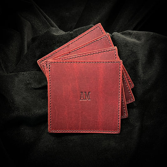 Single Coaster in Horween Leather, Made to Order with Free Personalization