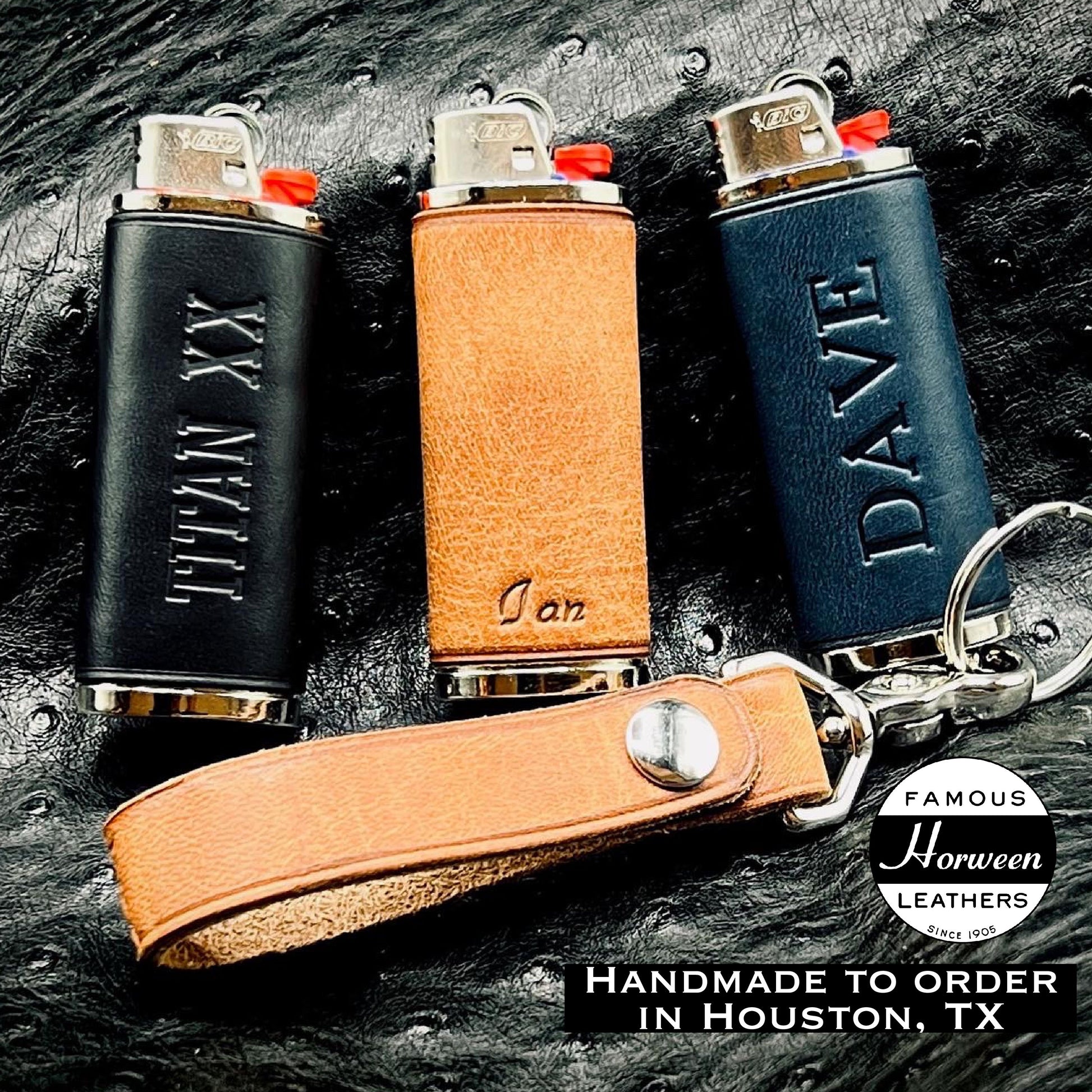 Hand stitched, custom bic lighter case in horween leather, cigarette lighter, handmade lighter cover