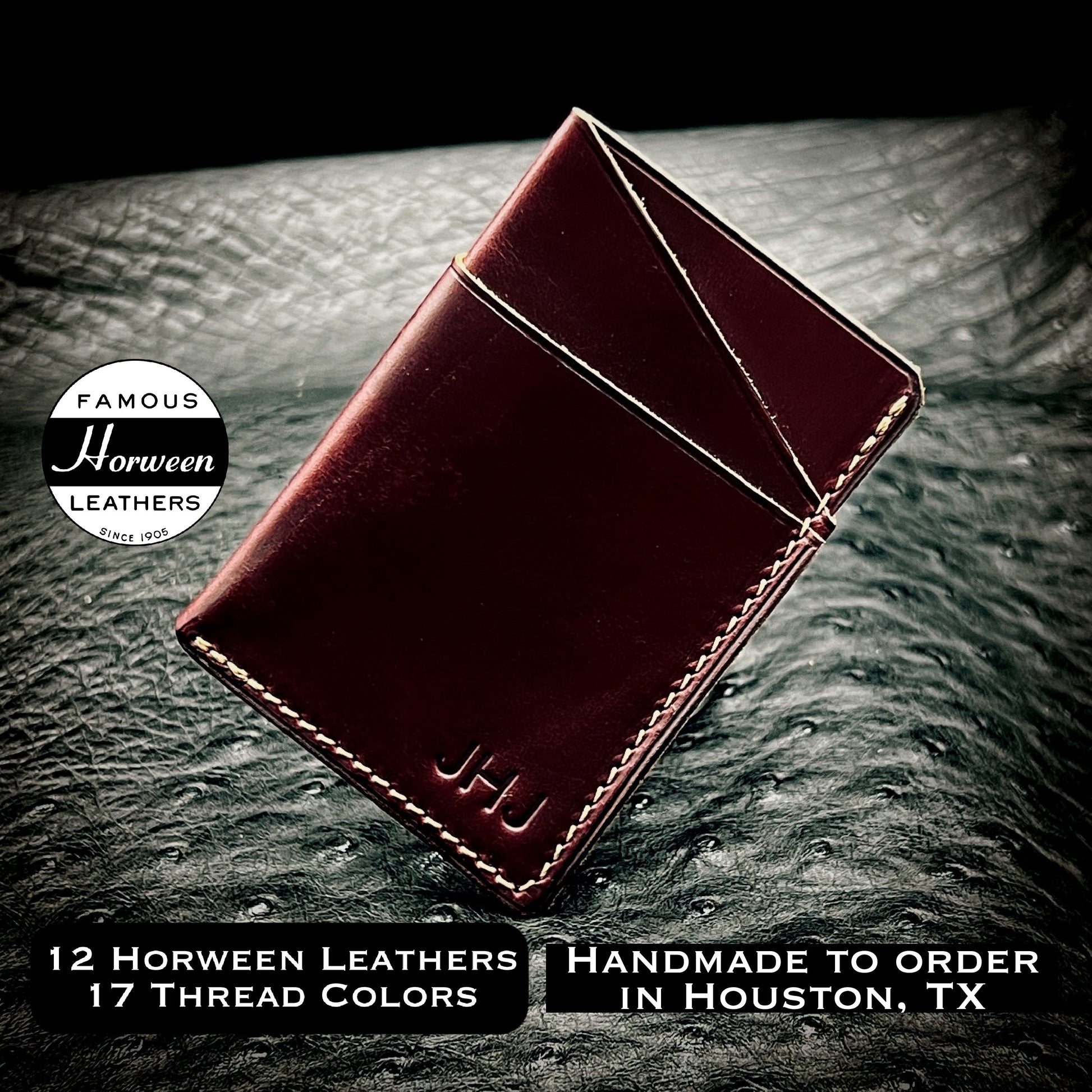 Custom EDC3 Minimalist Wallet in Horween Leather | Handmade Compact EDC Small Mini Wallet by Custom Leather and Pen in Houston, TX