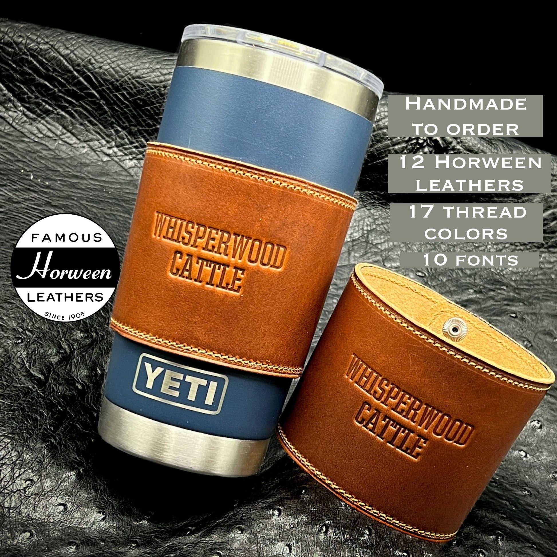 Personalized Yeti Rambler in Horween Leather | Handmade to order | Houston, TX